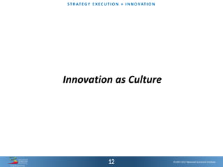 ©1997-2017 Balanced Scorecard Institute.
ST R AT EGY E XEC UT I O N + I N N OVAT I O N
Innovation as Culture
 