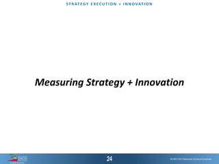 ©1997-2017 Balanced Scorecard Institute.
ST R AT EGY E XEC UT I O N + I N N OVAT I O N
Measuring Strategy + Innovation
 