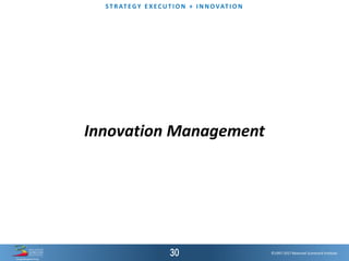 ©1997-2017 Balanced Scorecard Institute.
ST R AT EGY E XEC UT I O N + I N N OVAT I O N
Innovation Management
 