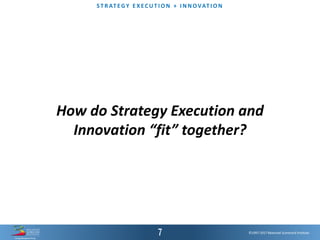 ©1997-2017 Balanced Scorecard Institute.
ST R AT EGY E XEC UT I O N + I N N OVAT I O N
How do Strategy Execution and
Innovation “fit” together?
 