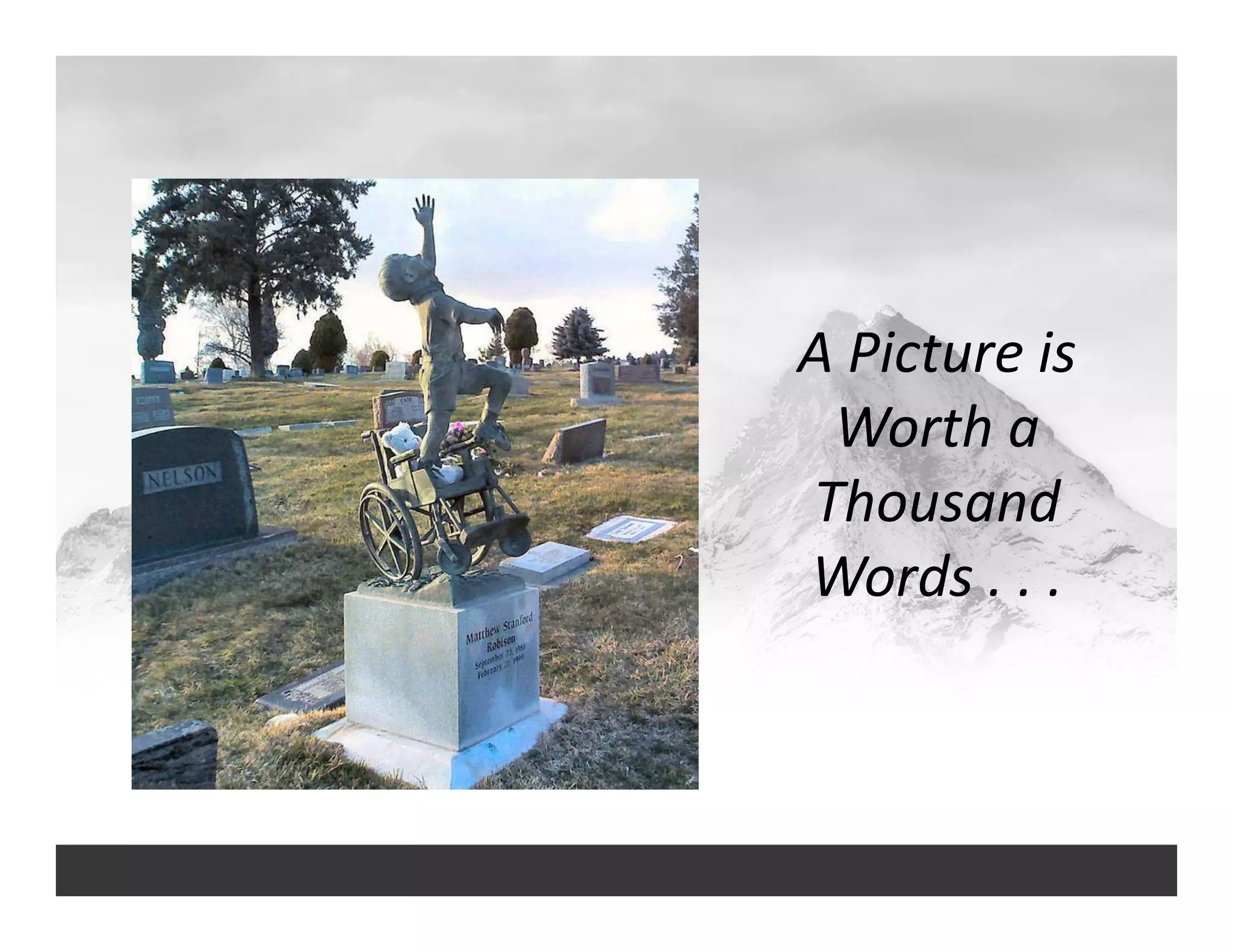 A Picture is 
Worth a 
Thousand 
Words . . .
 