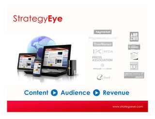 StrategyEye




  Content   Audience   Revenue

                         www.strategyeye.com
 