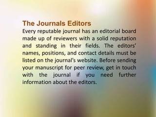 STRATEGY FOR SELECTION OF SUITABLE JOURNAL FOR PUBLICATION | PPT