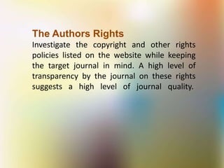 Select Target Journal STRATEGY FOR SELECTION OF SUITABLE JOURNAL FOR PUBLICATION | PPTX