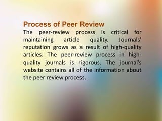 STRATEGY FOR SELECTION OF SUITABLE JOURNAL FOR PUBLICATION | PPTX