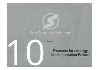 Reasons for strategy
Implementation Failure
10
 