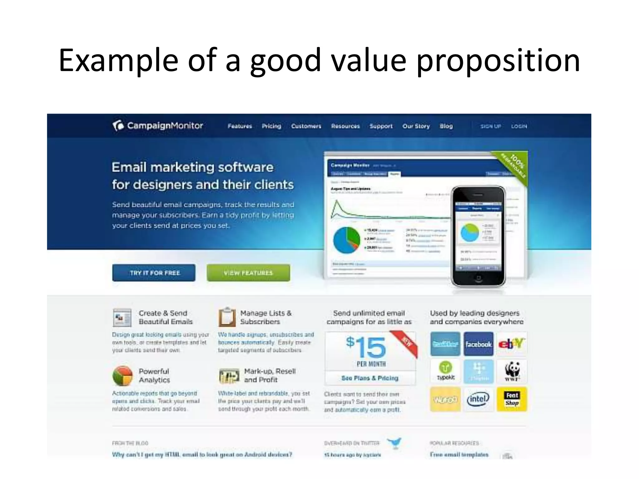 Example of a good value proposition
 