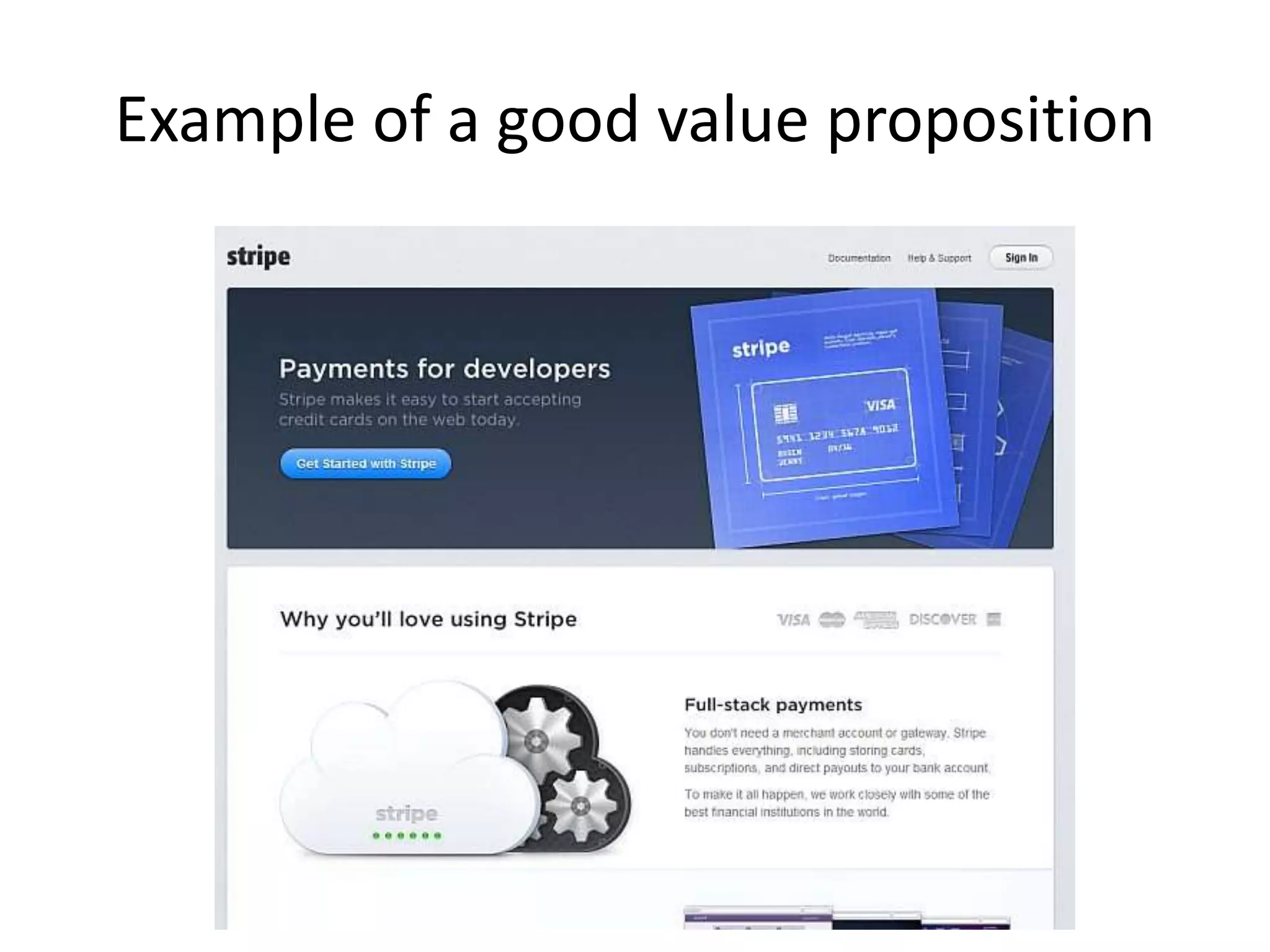 Example of a good value proposition
 