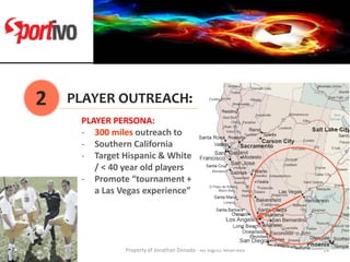 PLAYER OUTREACH:
PLAYER PERSONA:
- 300 miles outreach to
- Southern California
- Target Hispanic & White
/ < 40 year old p...