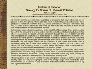 Strategy of control of urban air pollution | PDF