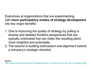 Active Resist 
Actively restrain what creative 
customers do with product / 
service. 
Enable 
Actively facilitate what creative 
people do with product / 
service. 
Passive Discourage 
Ignore what creative customers do 
with product / service. 
Encourage 
But don’t actively 
facilitate. 
Degree of positive attitude towards customer innovation 
http://www.slideshare.net/IanMcCarthy/when-customers-get-clever-managerial-approaches-to-dealing-with-creative-consumers 
 