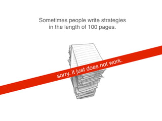 sorry. it just does not work.
Sometimes people write
a hundred pages of strategies.
 