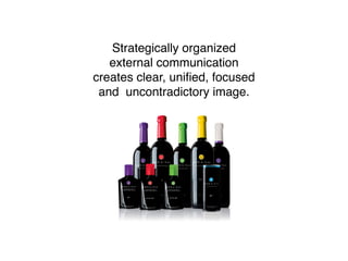 Strategically organized
external communication
creates clear, uniﬁed, focused
and cohesive image.
 