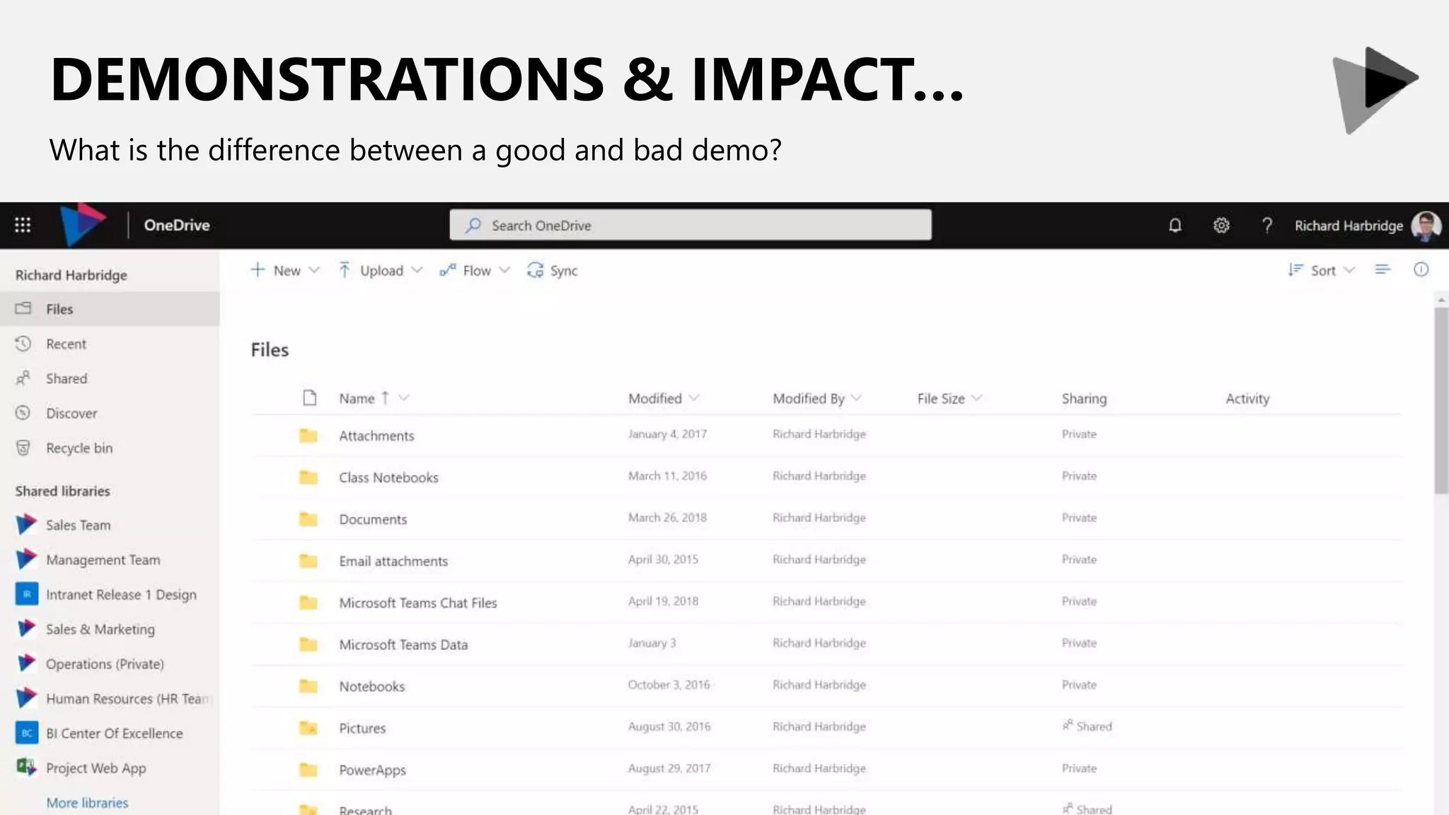 DEMONSTRATIONS & IMPACT…
What is the difference between a good and bad demo?
 
