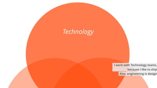 7
Technology
I work with Technology teams,
because I like to ship
Also, engineering is design
 