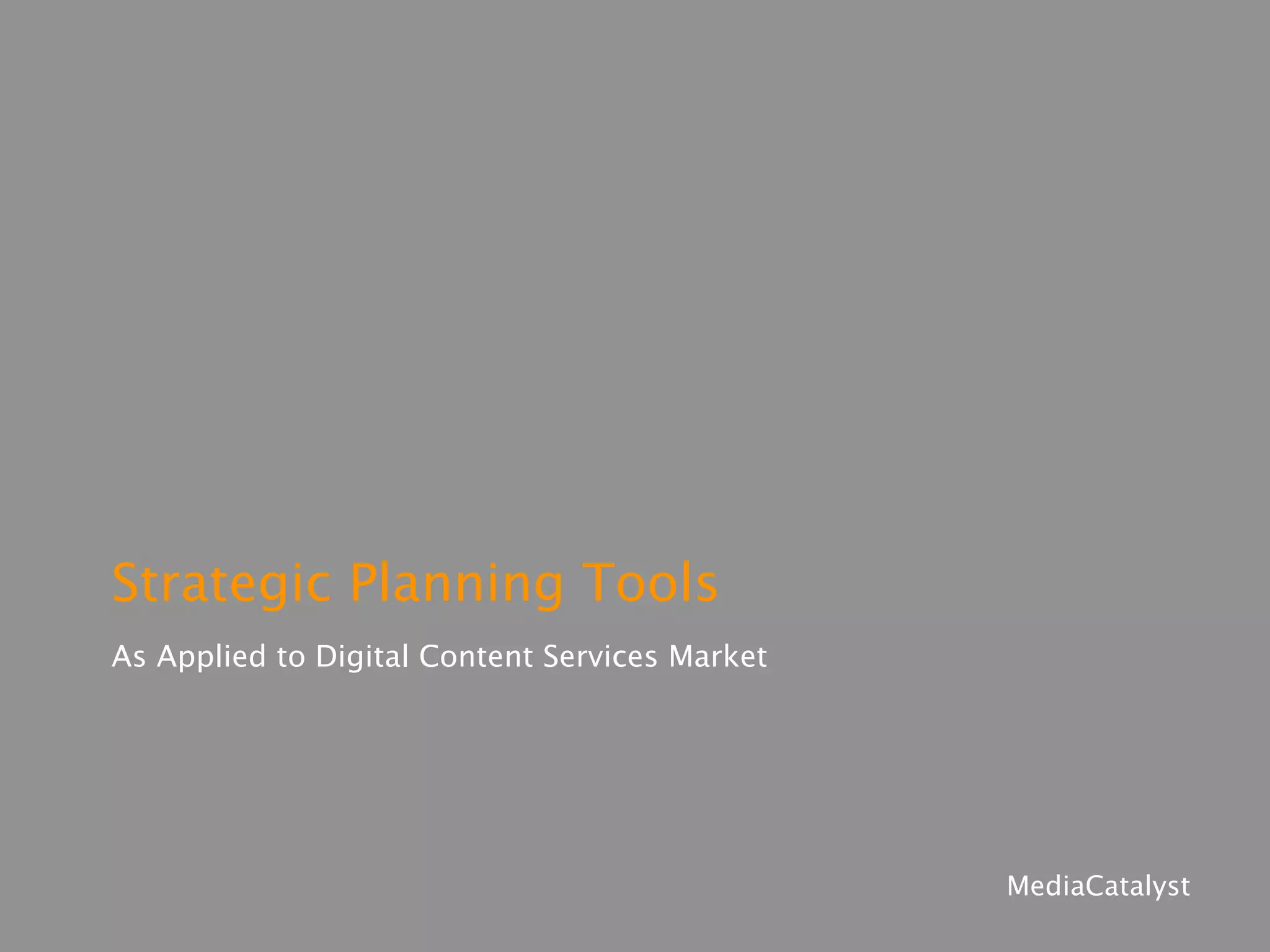 Digital Music & Content Services
Strategic Review, Options, Experience
Concepts
 