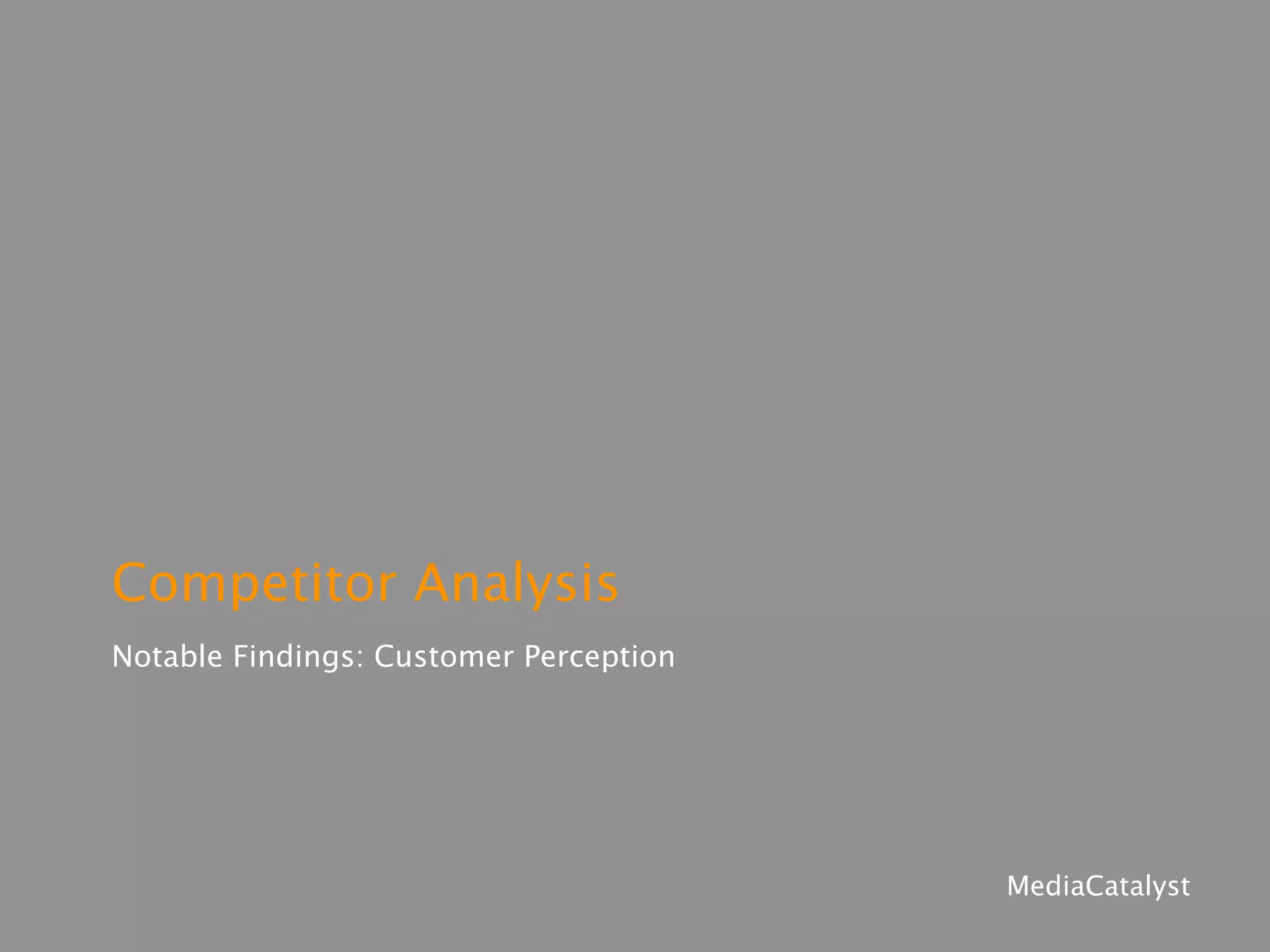 Competitor Analysis
Notable Findings: Customer Perception
 