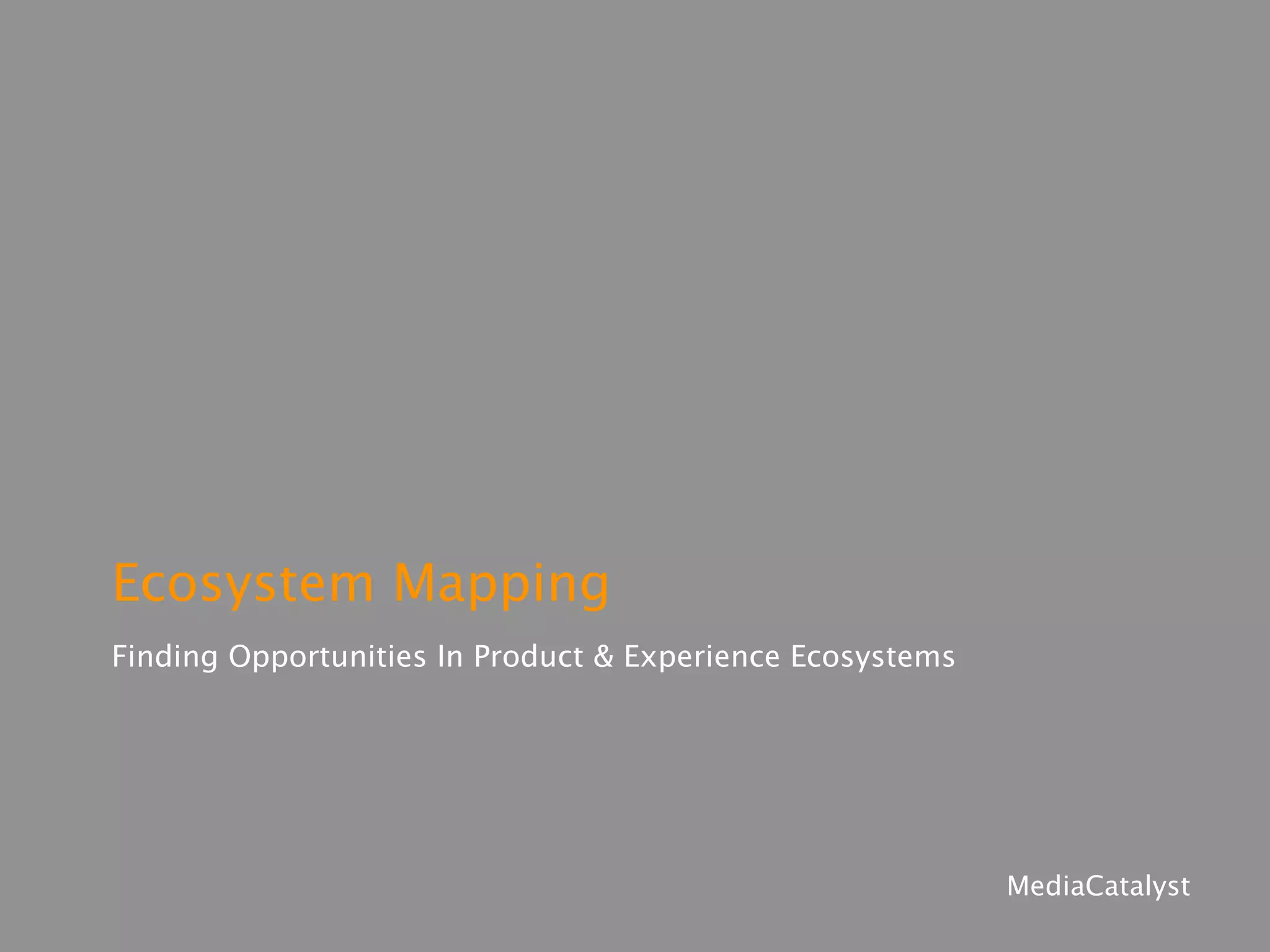 Ecosystem Mapping
Finding Opportunities In Product &
Experience Ecosystems
 