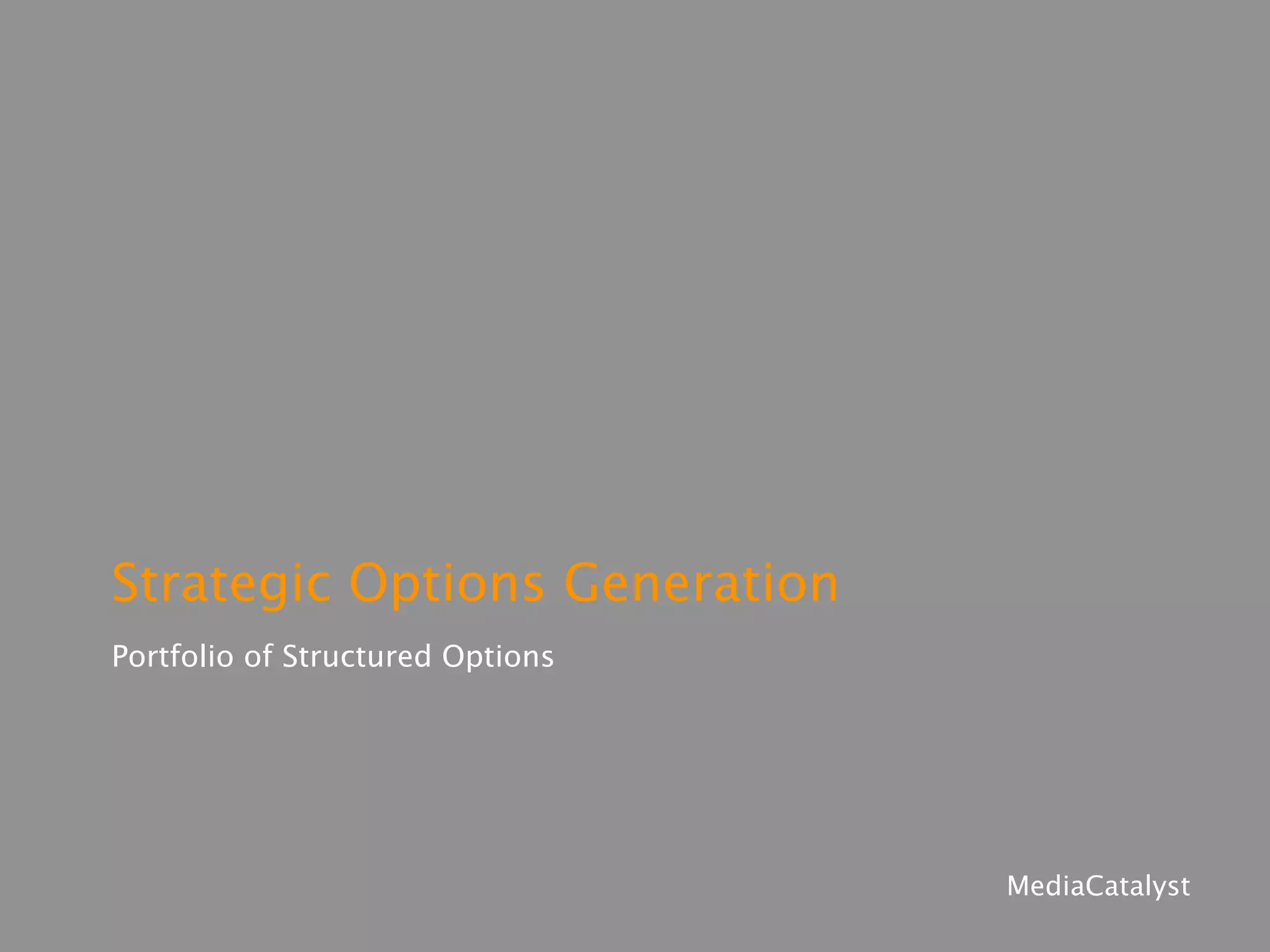 Strategic Options
Portfolio of Structured Options
 