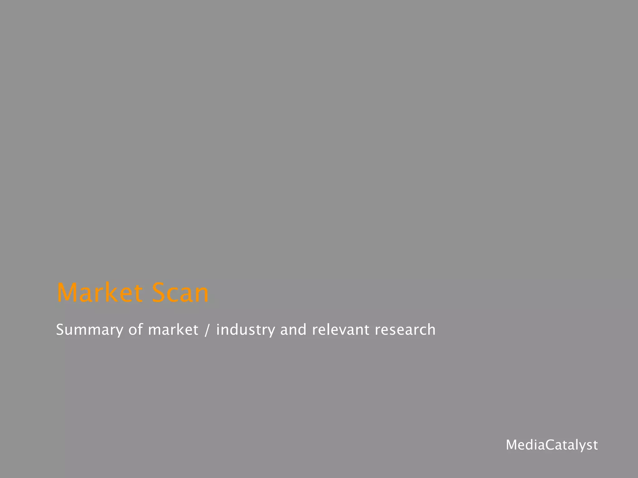 Market Scan
Summary of market / industry research
 