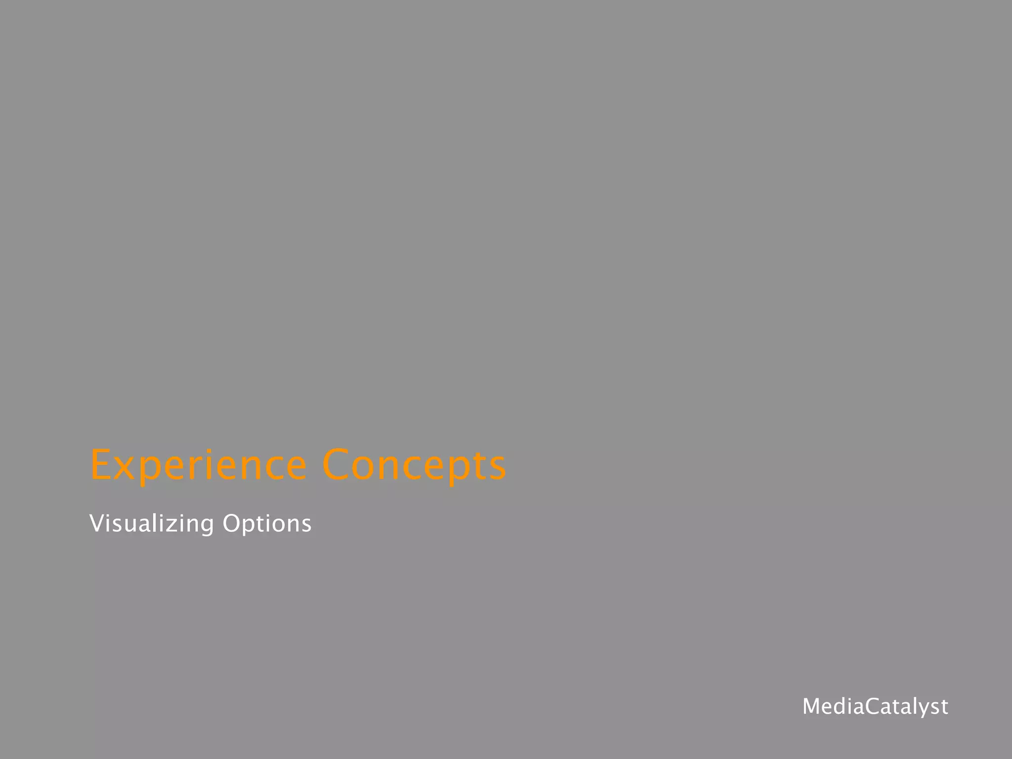 Experience Concepts
Visualizing Options
 