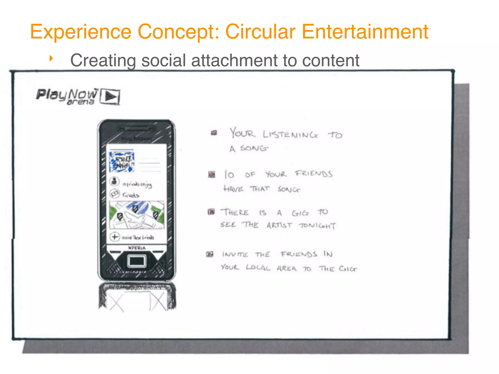 Experience Concept: Circular Entertainment
‣   Creating social attachment to content
 
