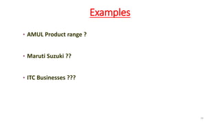 Examples
• AMUL Product range ?
• Maruti Suzuki ??
• ITC Businesses ???
79
 