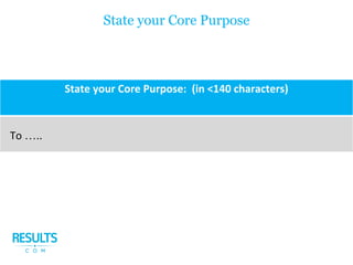 State your Core Purpose
…
 