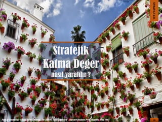 STRATEJİ 0.0.

Stratejik
Katma Deger
nasıl yaratılır ?

Pankaj Ghemawat,“Global Value Creation: The ADDING Value Scorecard”, Harvard Business Press Chapters, Eylül 2007

28

 