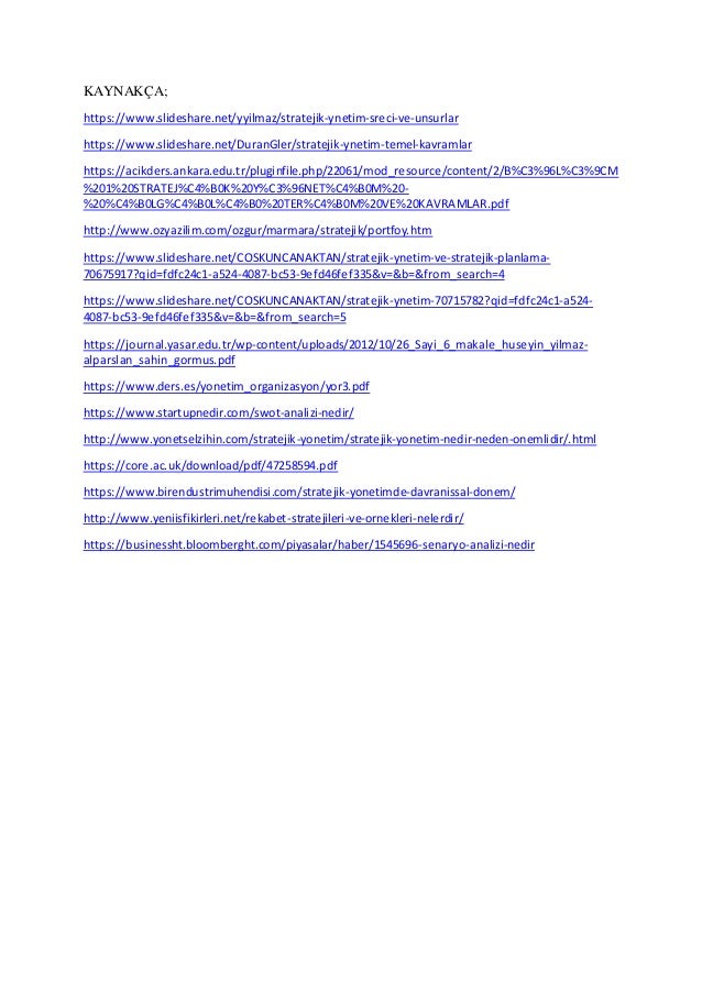 Stratejik yönetim süreci ve temel kavramlar | PDF