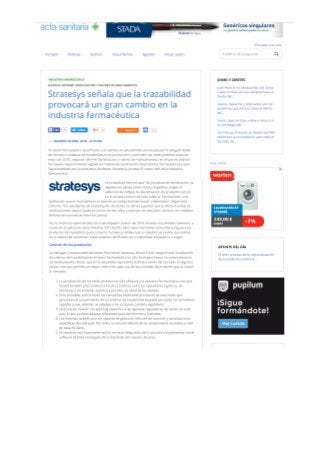 Stratesys - Trazabilidad Cambio Industria Farmaceutica - ACTA SANITARIA - 28 ENE 2015