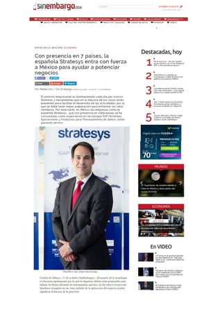 Stratesys Mexico - Entrevista Carlos De Pedro - SIN EMBARGO - OCT 2016