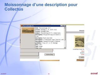 Moissonnage d’une description pour Collectus 