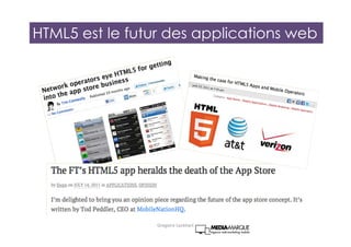 HTML5 est le futur des applications web
Gregoire Lockhart
 