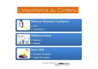 L’importance du Contenu
www.media-marque.comGregoire Lockhart
 
