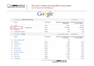Plus de 3 millions de requêtes mensuelles
Sur les keywords stratégiques
Voir plus loin
Gregoire Lockhart
 