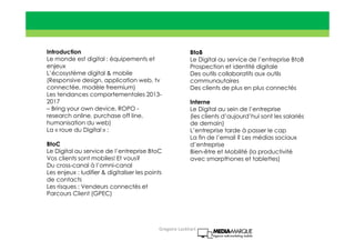 BtoB
Le Digital au service de l’entreprise BtoB
Prospection et identité digitale
Des outils collaboratifs aux outils
commu...