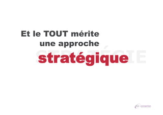 Et le TOUT mérite
une approche

stratégique
STRATÉGIE

 