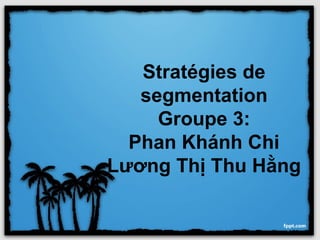 Stratégies de
   segmentation
     Groupe 3:
  Phan Khánh Chi
Lương Thị Thu Hằng
 