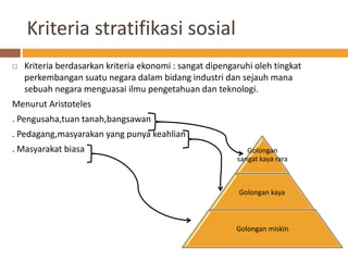 Sosial stratifikasi √ Stratifikasi