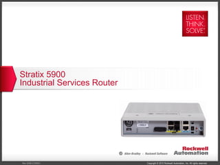 Copyright © 2012 Rockwell Automation, Inc. All rights reserved.Rev 5058-CO900C
Stratix 5900
Industrial Services Router
 