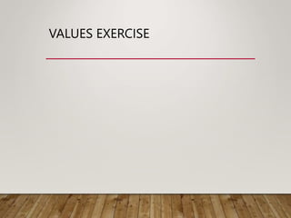 VALUES EXERCISE
 