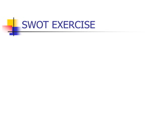 SWOT EXERCISE
 