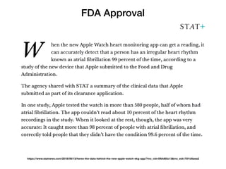 FDA Approval
https://www.statnews.com/2018/09/13/heres-the-data-behind-the-new-apple-watch-ekg-app/?mc_cid=0fbfd65c13&mc_eid=75f1d5aea2
 