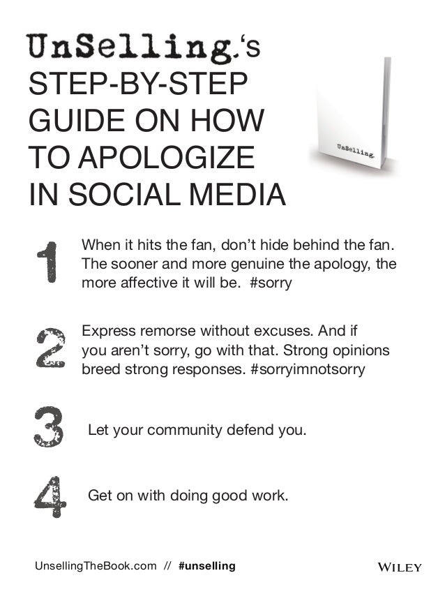‘s 
STEP-BY-STEP 
GUIDE ON HOW 
TO APOLOGIZE 
IN SOCIAL MEDIA 
When it hits the fan, don’t hide behind the fan. 
The soone...