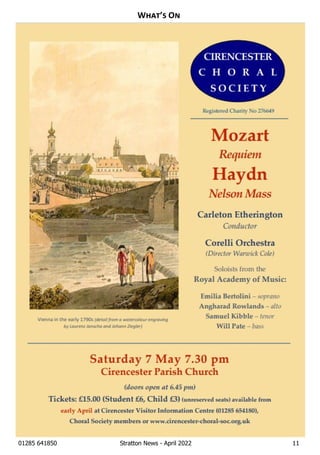 01285 641850 Stratton News - April 2022 11
W ’ O
 