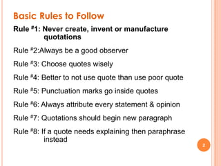 Quotations and attributions in journalism | PPT