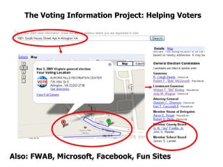 The Voting Information Project: Helping Voters Also: FWAB, Microsoft, Facebook, Fun Sites 