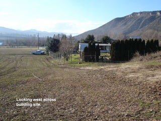Looking west across building site. 