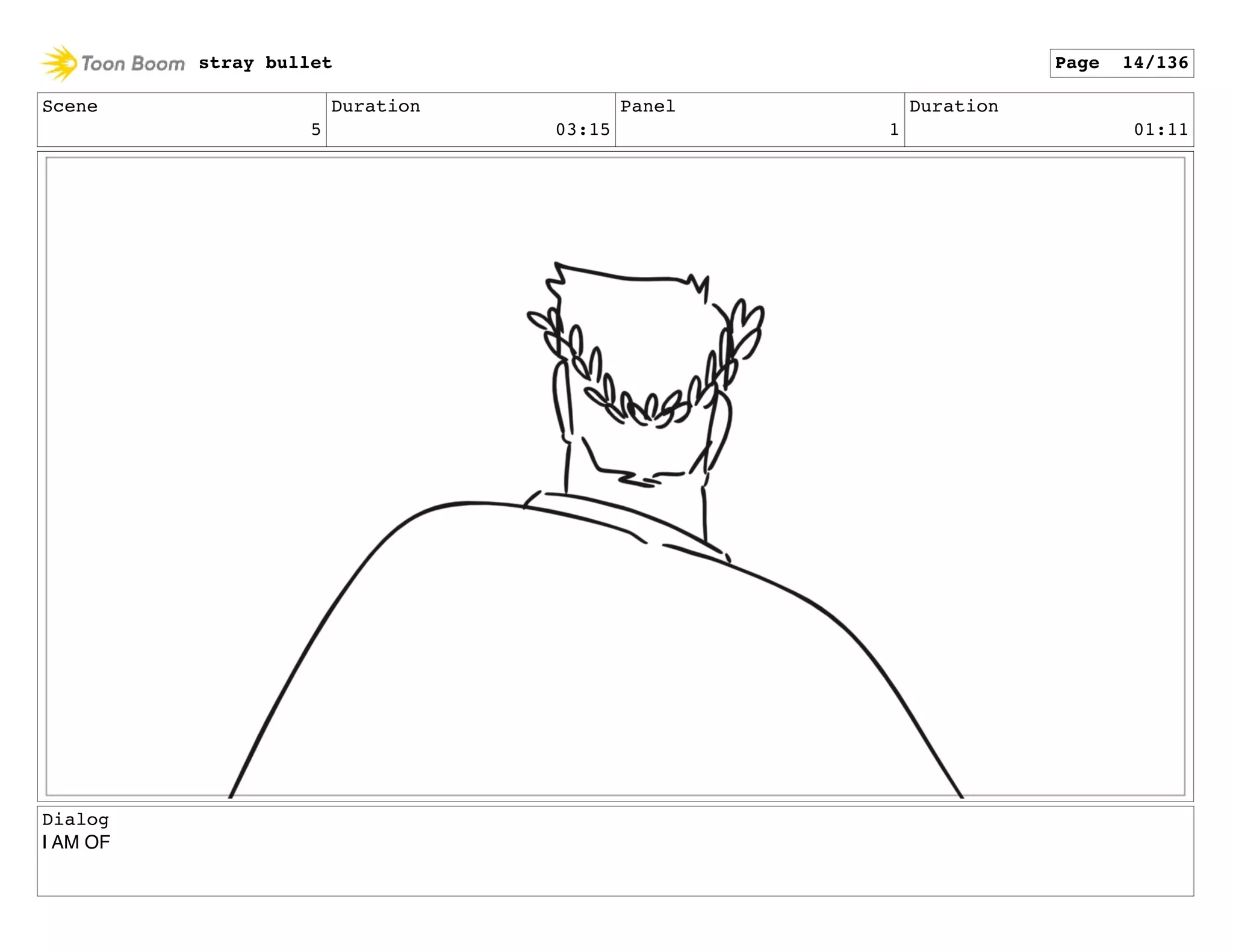 Scene
5
Duration
03:15
Panel
1
Duration
01:11
Dialog
I AM OF
stray bullet Page 14/136
 